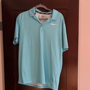 Nike Men's Light Aqua Polo with White Swoosh